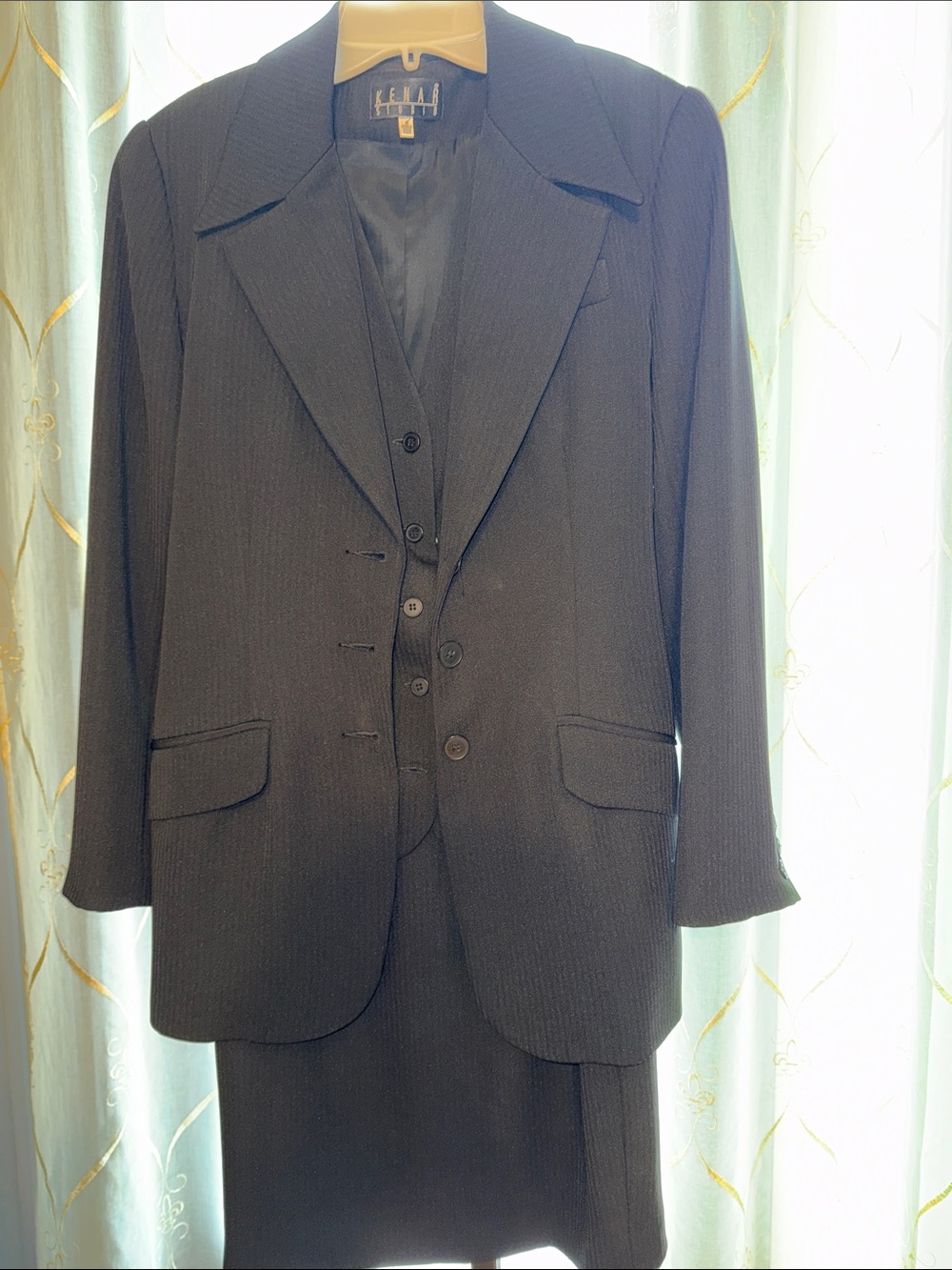 Kenar Black Women's Pinstripe Skirt Suit Set